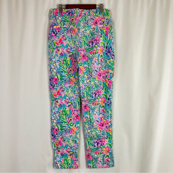 Lilly Pulitzer | Bright Colorful Floral Print Pants Stretchy Rayon Blend 6 - Picture 5 of 9